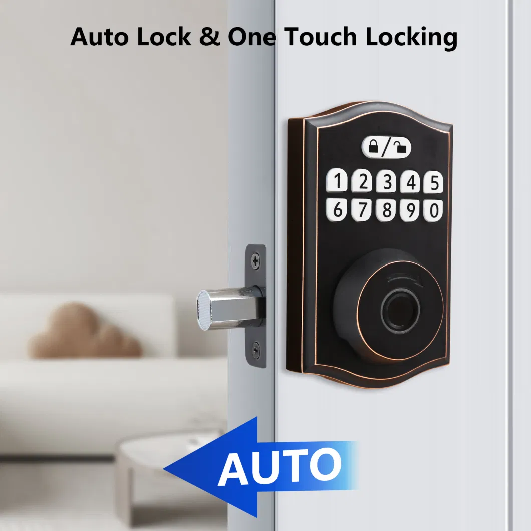 Front Door Handleset Smart Deadbolt Keyless Door Handle Fingerprint Lock Zinc Alloy