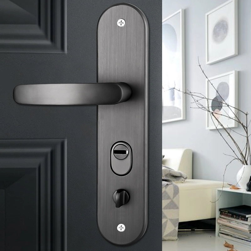 Aluminum Pakistan Tuya APP Bedroom Room Black Fingerprint Separate Entrance Safety Door Handle Lock Door Handle Lock with Plate