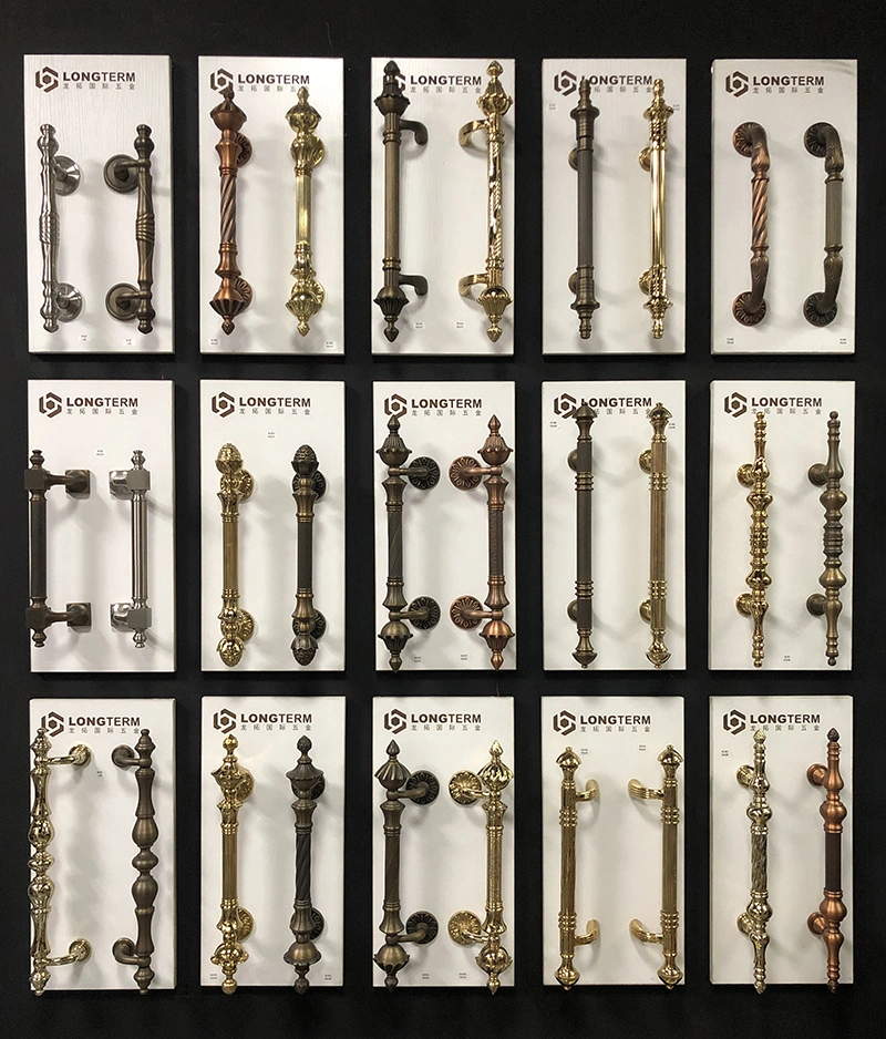 European Style Wooden Door Pull Handle Main Gate Antique Bronze Brass Big Door Handles for House