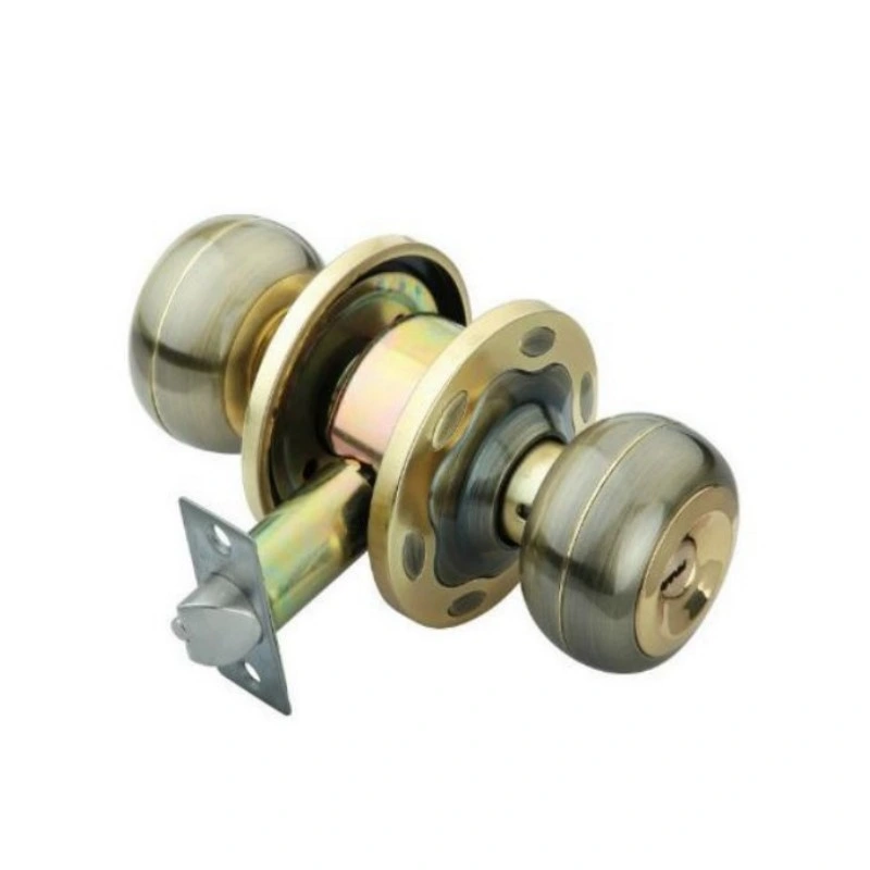 Security Cylindrical Keyed Ball Lock Antique Brass Design Entry Stainless Steel Knob Door Lock