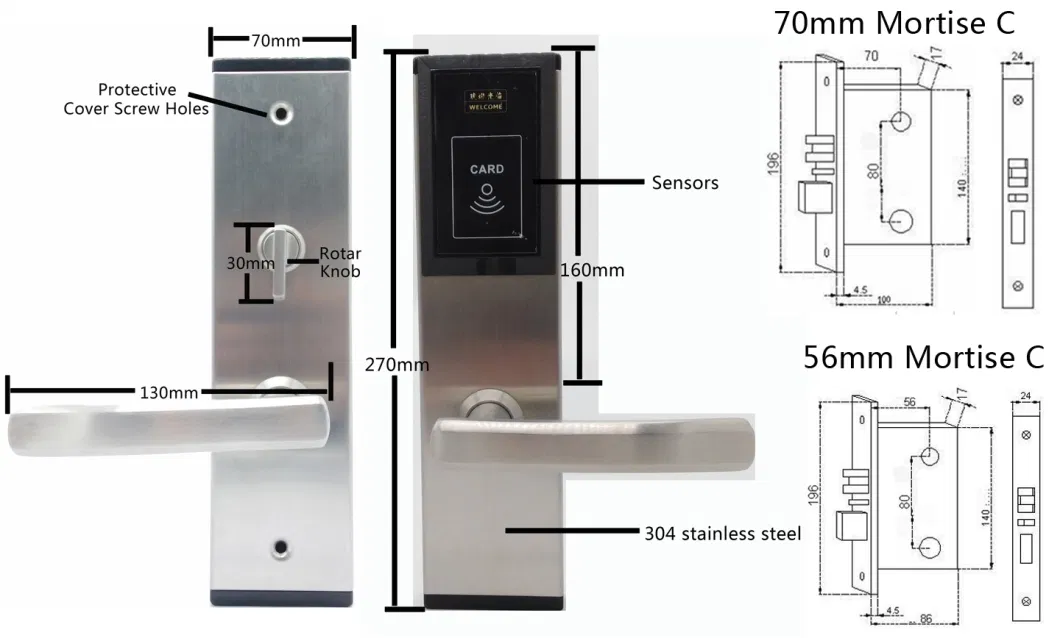 Electronic Wireless Keyless RFID Smart Lock for Hotel