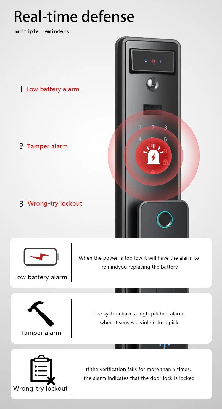 Tuya APP Remote Control 3D Face Recognition Smart Lock with Camera Fingerprint Password