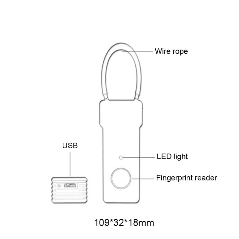 Safe Keyless Fingerprint USB Rechargeable Electric Padlock Smart Lock