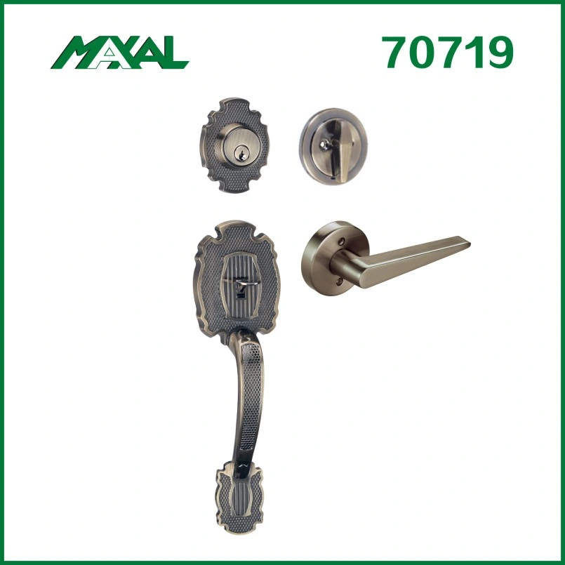 Maxal Antique Brass Wholesale Zinc Alloy Grip Handle Door Lock with Entrance