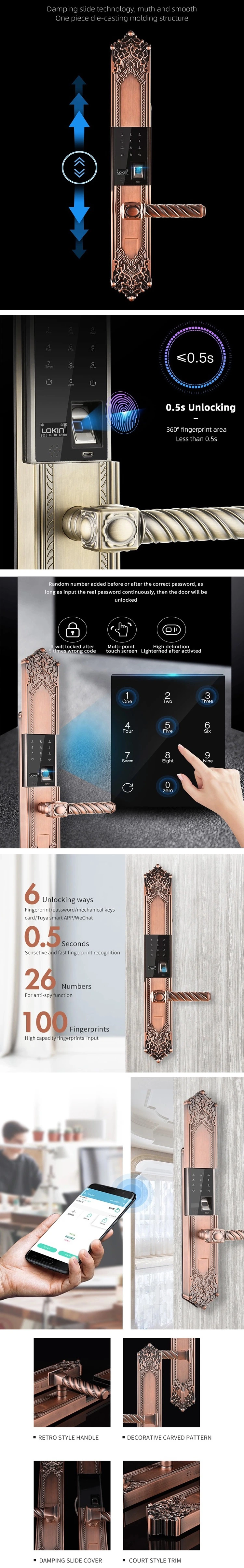 Luxury Fingerprint Passward Entry Door Handle Keyless Digital Lock