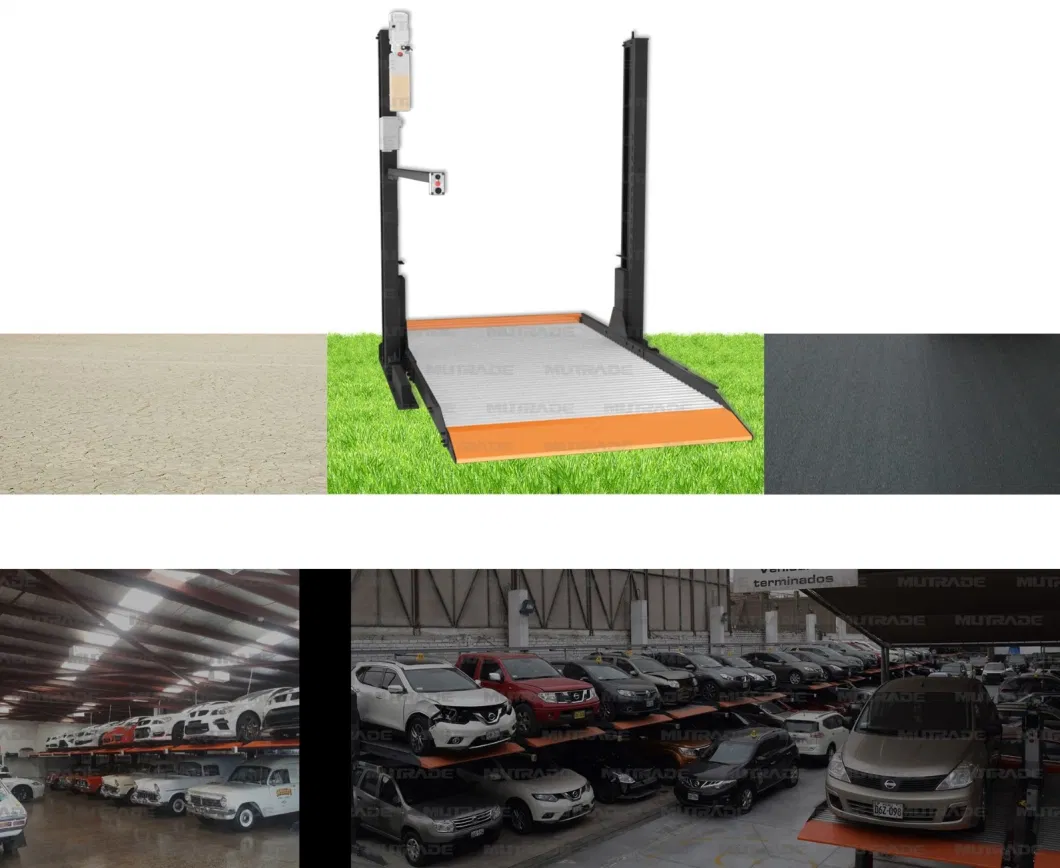 2 Car Space CE Approved Smart Hydraulic Parking Machine 2 Post Simple Vertical Galvanized Car Parking Lift