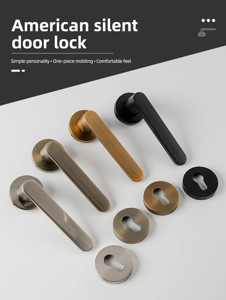 Zinc Alloy Black Split Bedroom Door Lock Room Door Golden Silent Magnetic Suction Lock Solid Wood Door Handle