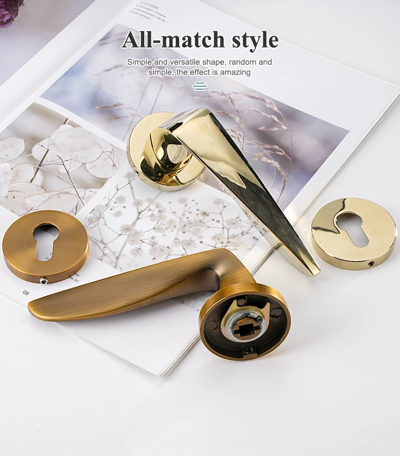 Wooden Sliding Door Handle Modern Zinc Interior Gold Door Lock Set