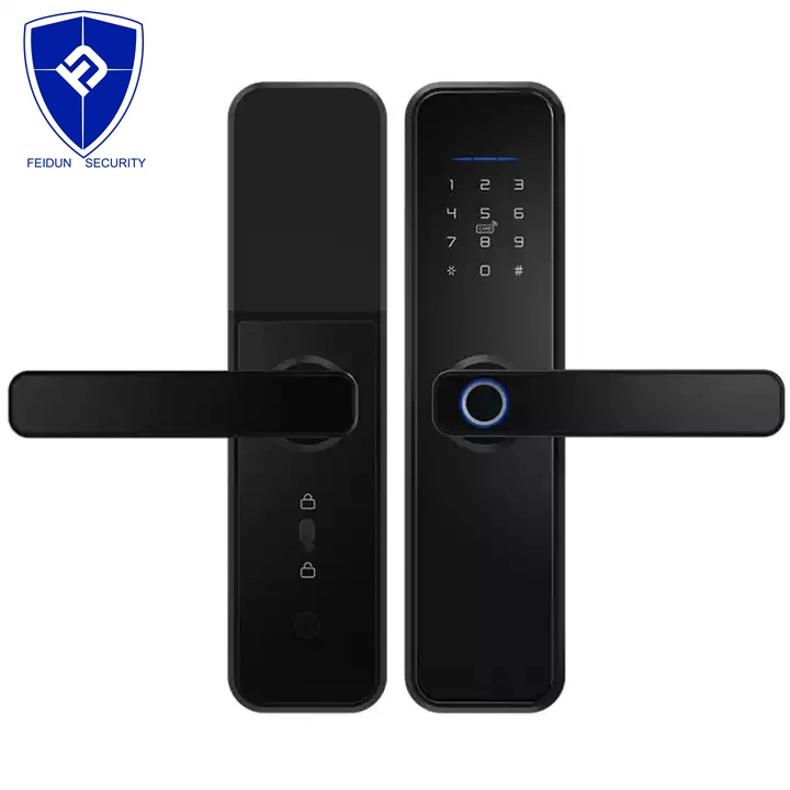 Inteligente Exterior Door Handle Smart WiFi Tuya APP Digital RFID Card Key Digit Fingerprint Door Lock