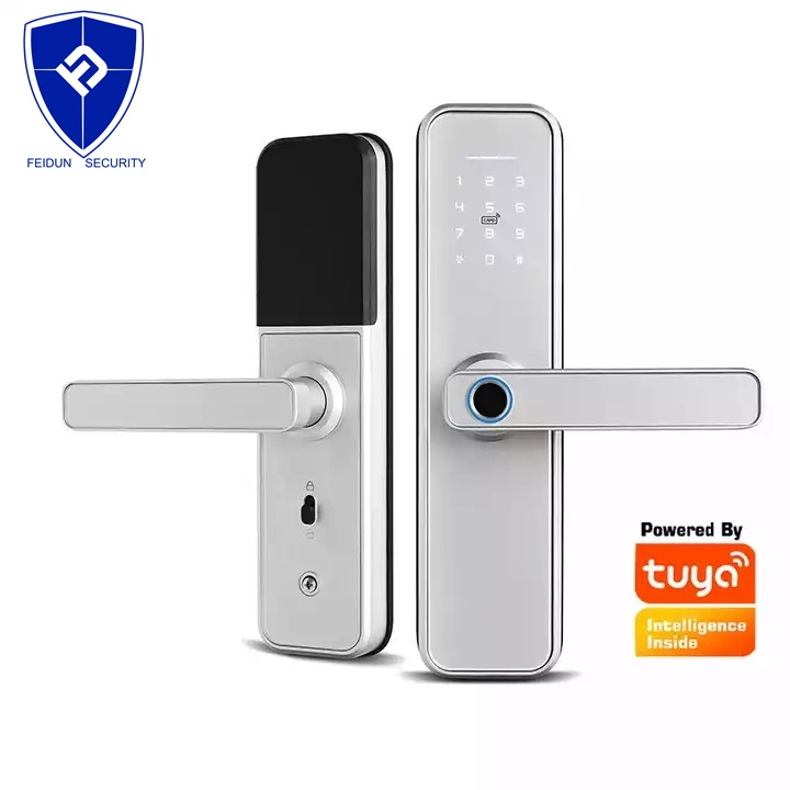 Inteligente Exterior Door Handle Smart WiFi Tuya APP Digital RFID Card Key Digit Fingerprint Door Lock