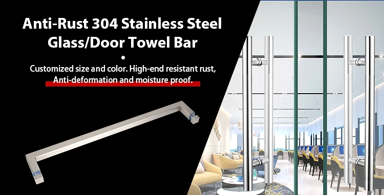 Single Side Door Pull Handle Stainless Steel Rectangular Tube Bar Glass Door Straight Shower Handle