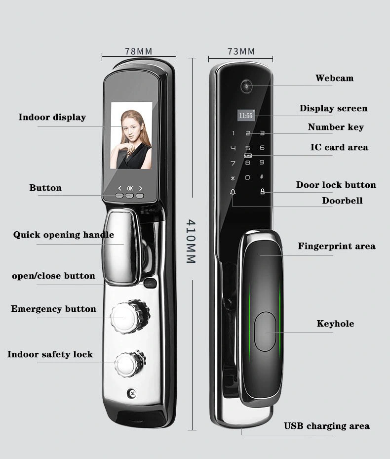 Fingerprint Lock Password Card WiFi APP Smart Electronic Door Lock