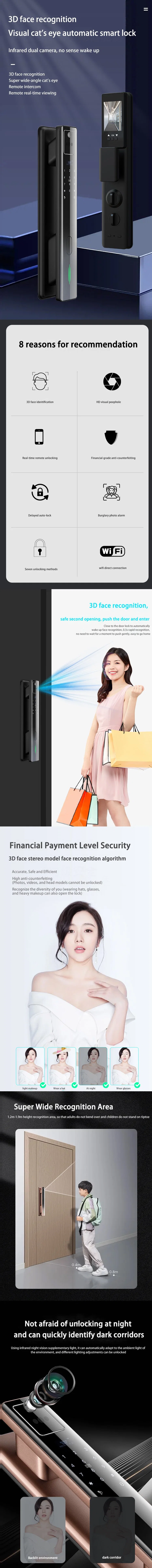Luxury Security Mortise Anti-Theft APP Digital Keyless Code Fingerprint Entry Door Handle Smart Lock Set for Home