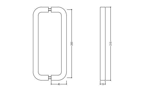 Australian Hot Selling Copper Glass Door Accessories Shower Room Glass Rectangular Arc Handle