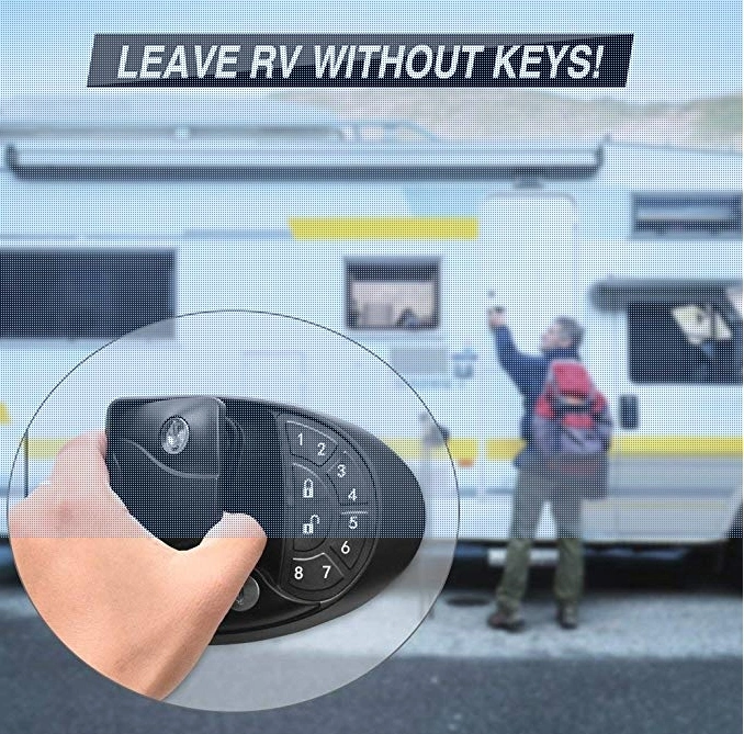 Newest RV Keyless Entry Door Lock Deadbolt Lock Door Latch Trailer Handle Caravan with Remote Controller Keypad for RV Camper Trailer Door