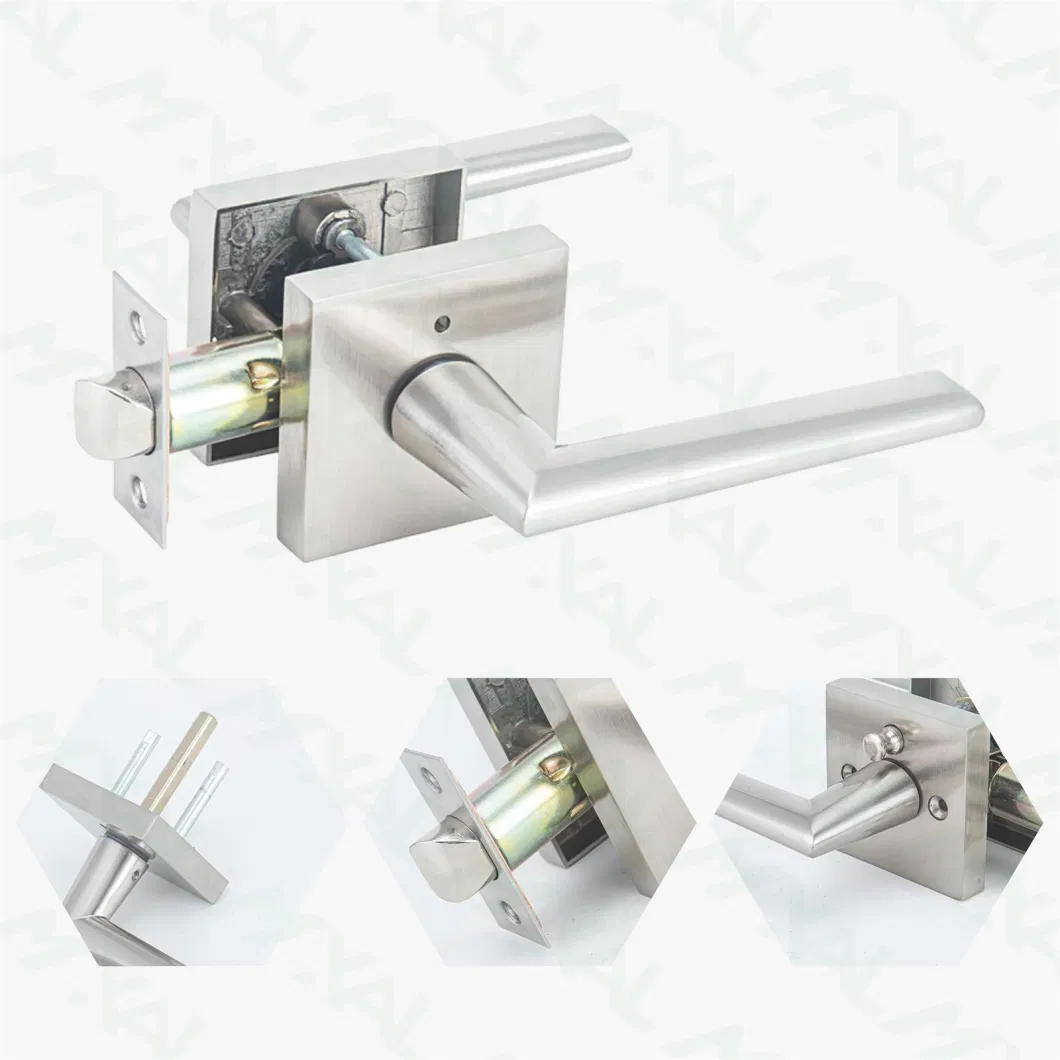 Square Handle Passage Door Lever with Zinc Alloy Interior Door Lock