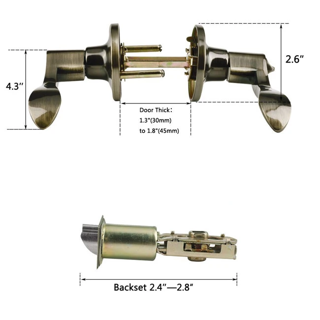 Interior Door Handle Lock Kit Home Office Stainless Steel Door Lever Handle Lock Set