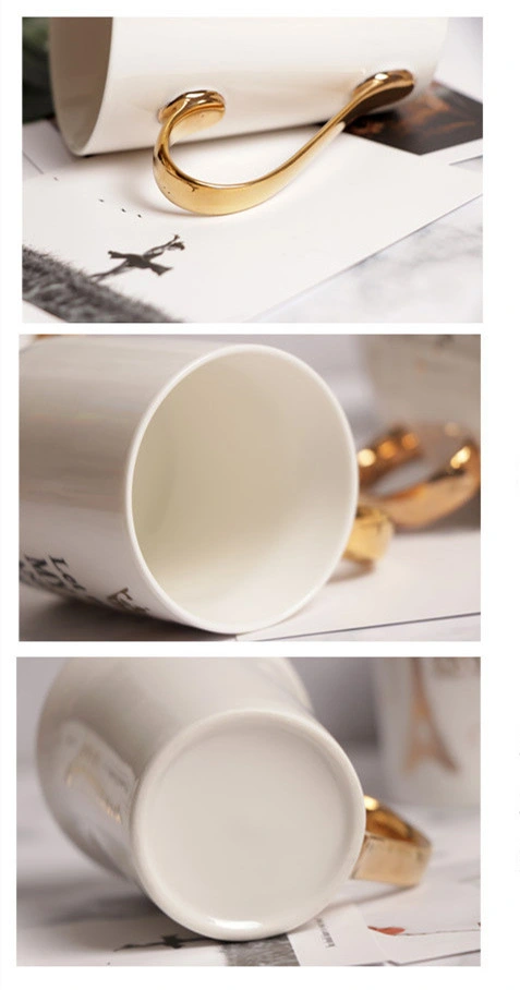 Manufacturers Direct Tracing Golden Handle Ceramic Cup Wholesale Hot Gold Handle with Hand Gift Mug