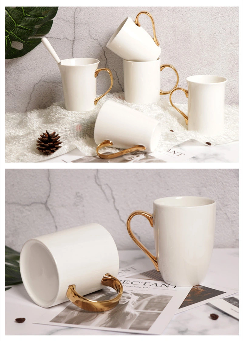 Manufacturers Direct Tracing Golden Handle Ceramic Cup Wholesale Hot Gold Handle with Hand Gift Mug