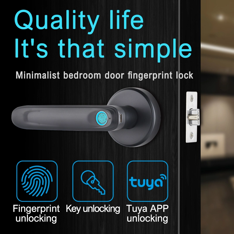 Security Door Lever Handle Safety Fingerprint Smart Lock Home Electronics Door Lock