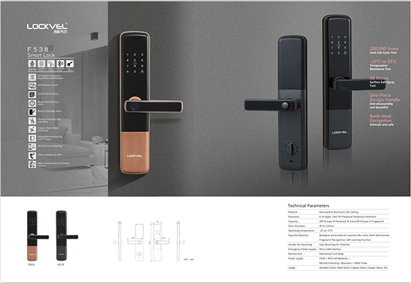 Smart Lock Fingerprint Door Lock Connect with Zigbee, Fingerprint/Password/Key/Card for Home/Hotel/Apartment