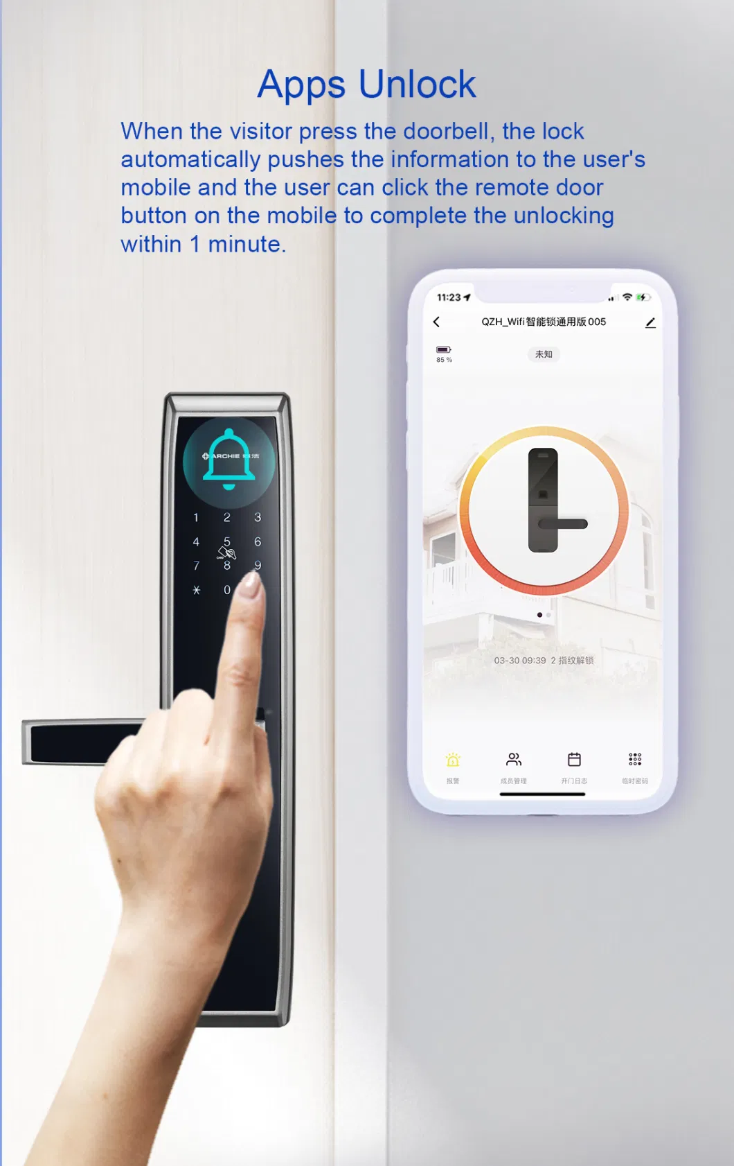 Tuya Mobile APP Fingerprint Password Smart Digital Lock