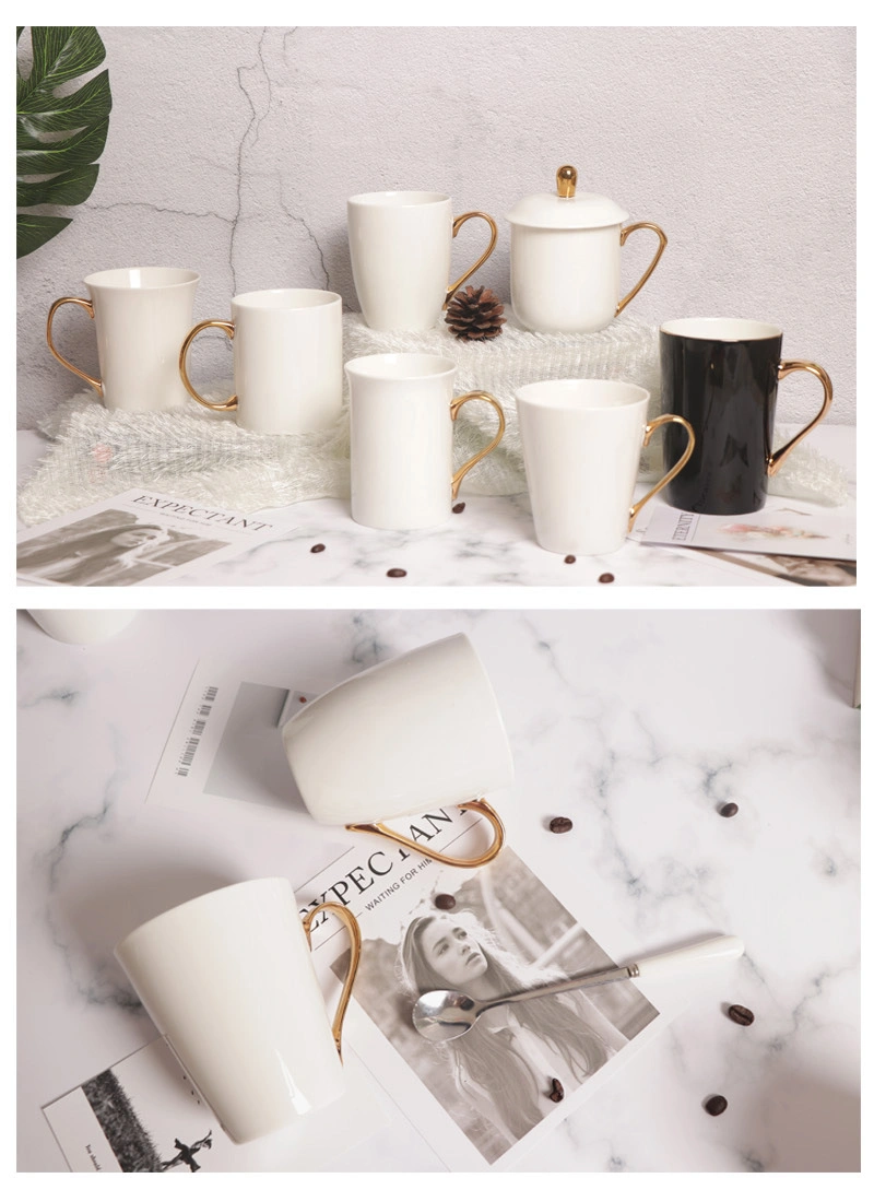 Manufacturers Direct Tracing Golden Handle Ceramic Cup Wholesale Hot Gold Handle with Hand Gift Mug