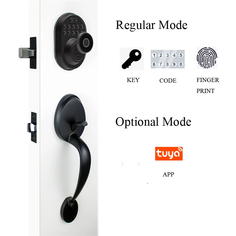 Tuya APP Fingerprint Entrance Lock for 35-45mm Door Thickness