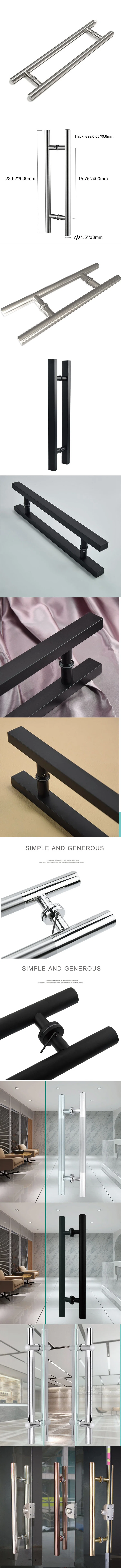 China New Style Simple Black Mirror Golden Stainless Steel 201 304 316 Sliding Shower Glass Door Pull Handles