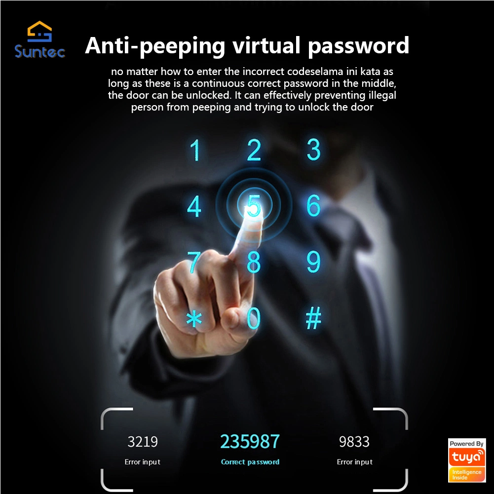 Tuya Smart Intelligent Lock Sliding Digital Door Lock 3D Facial Face Scan Recognition Door Lock Automatic Unlocking Fingerprint Door Lock