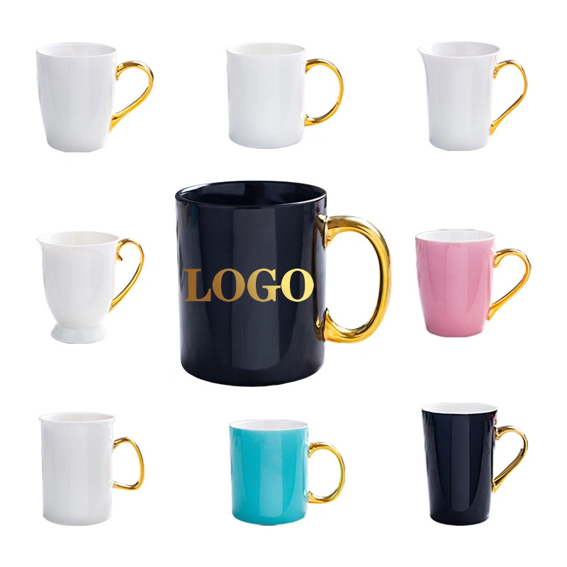 Manufacturers Direct Tracing Golden Handle Ceramic Cup Wholesale Hot Gold Handle with Hand Gift Mug