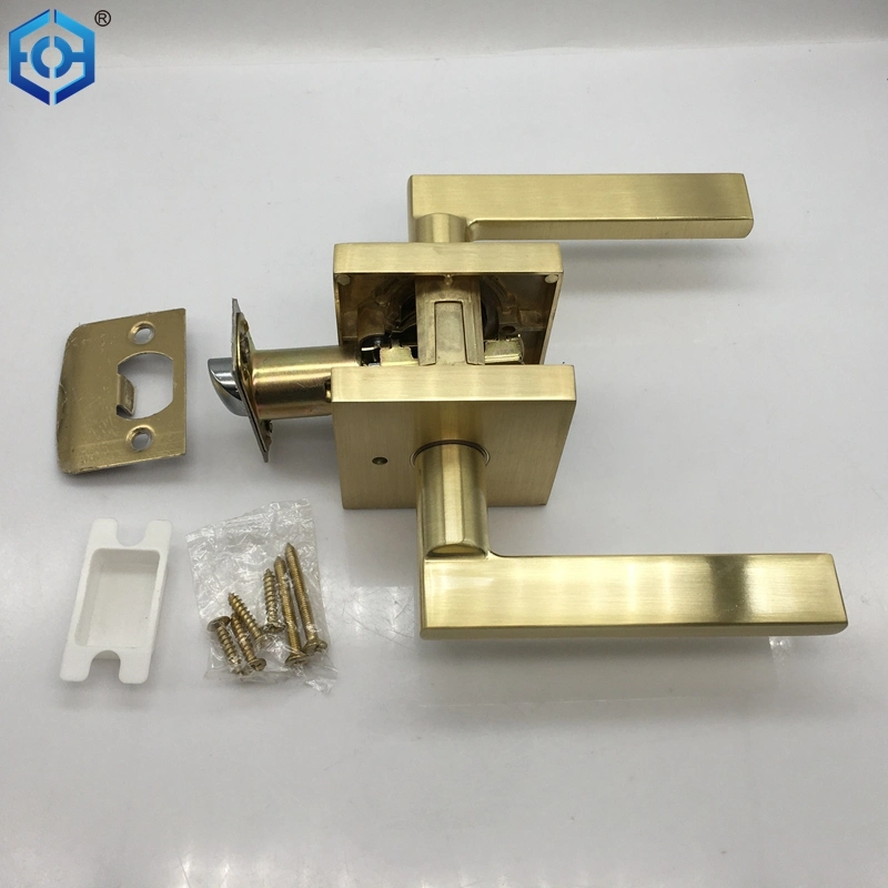 Privacy Door Lever Gold Brushed Brass Door Handle Lever Door Handle with Lock