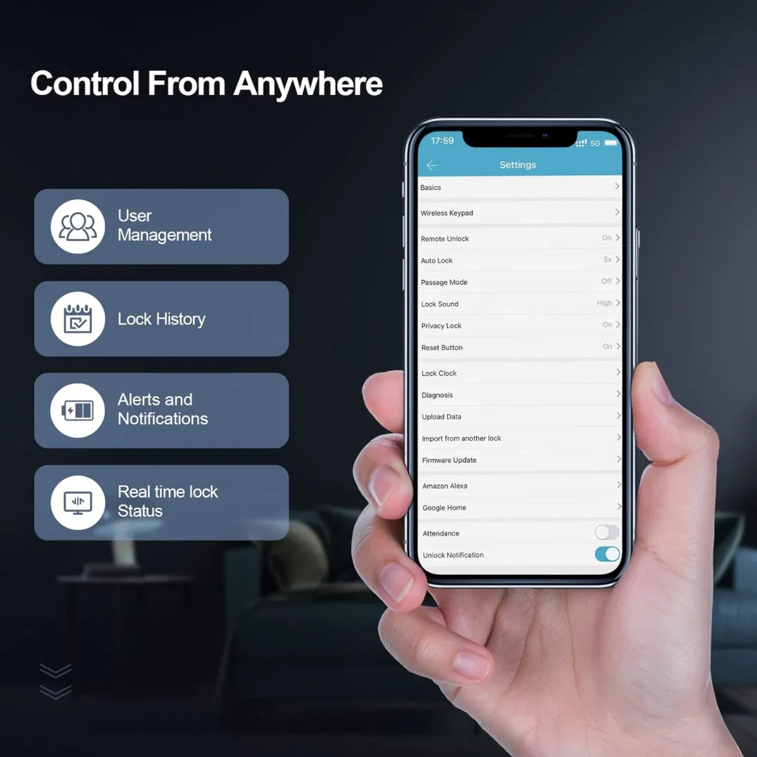 Wi-Fi Smart Lock with Fingerprint Smart Deadbolt Keypad Keyless Entry Smart Door