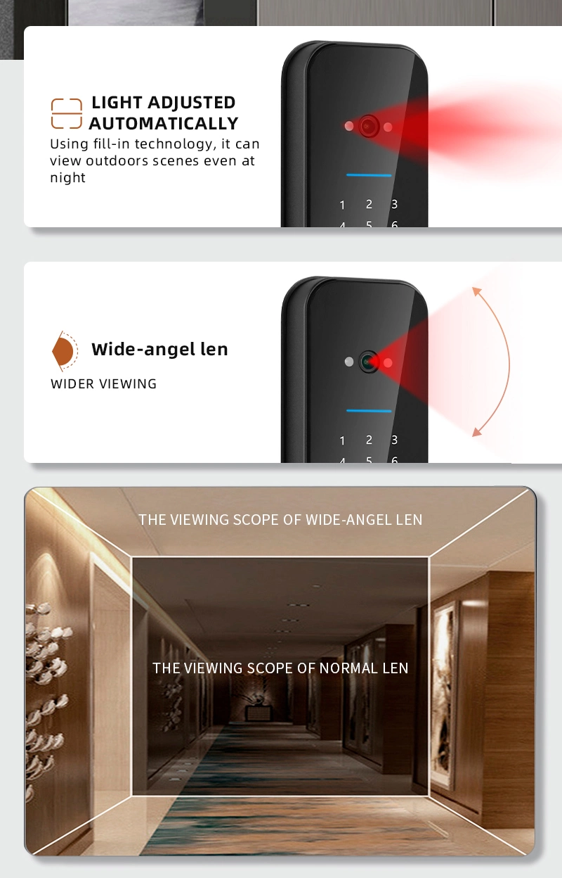 Wholesale Apartment Safe Tuya WiFi Door Camera Smart Lock with HD Screen