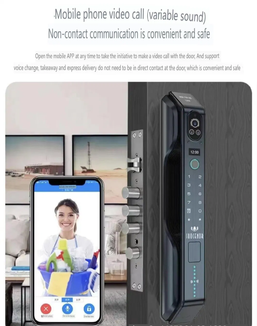 Facial Recognition Intelligent Lock, Fully Automatic Household Electronic Password Lock, Remote Monitoring and Intercom