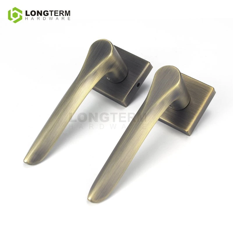 Zinc Alloy Square Rosette Modern Design Interior Door Lever Handle Sets