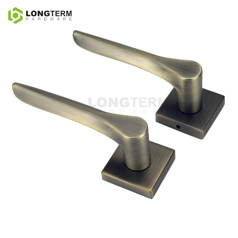 Zinc Alloy Square Rosette Modern Design Interior Door Lever Handle Sets