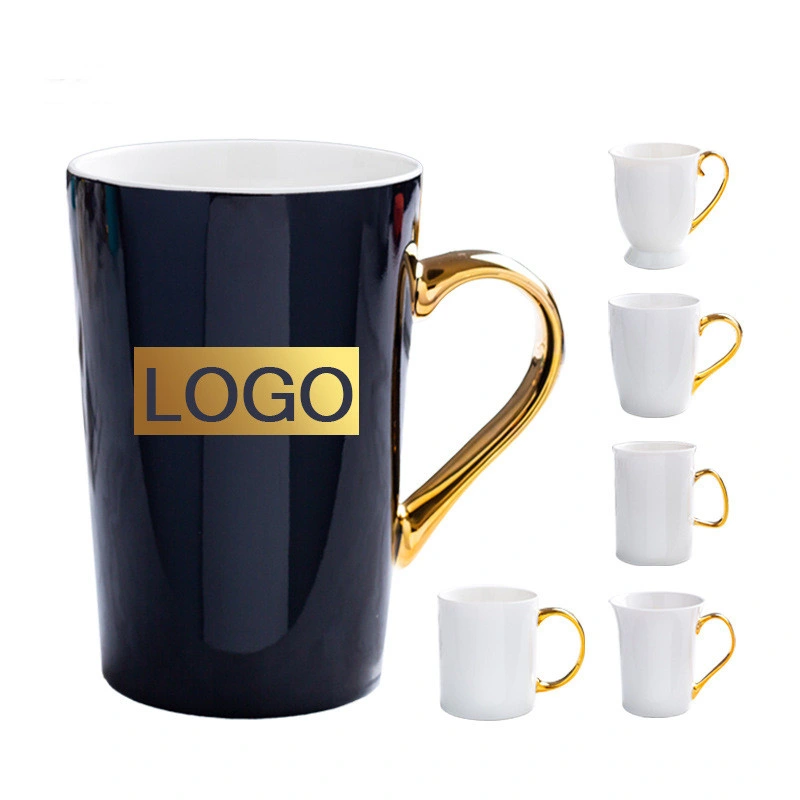 Manufacturers Direct Tracing Golden Handle Ceramic Cup Wholesale Hot Gold Handle with Hand Gift Mug