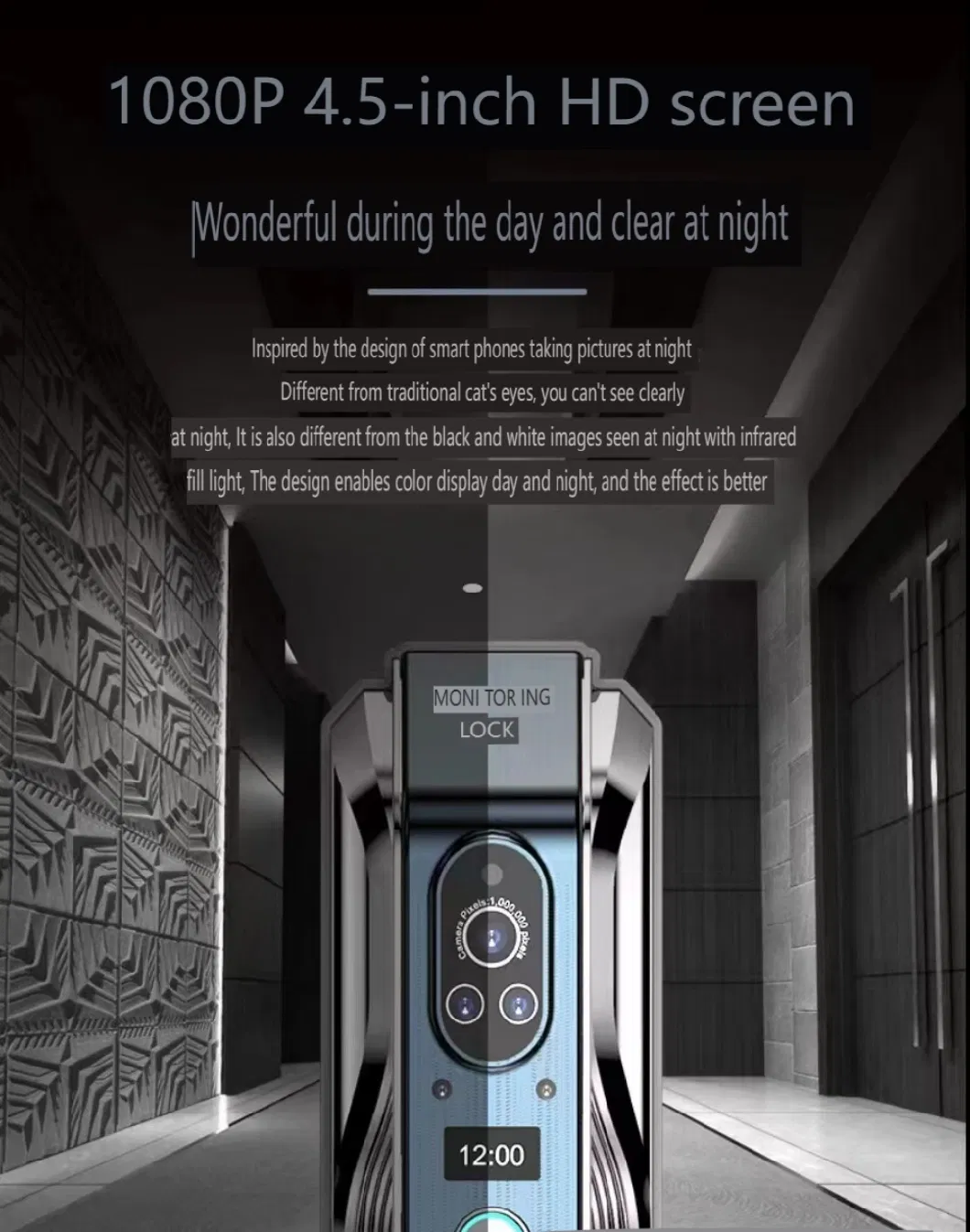 Facial Recognition Intelligent Lock, Fully Automatic Household Electronic Password Lock, Remote Monitoring and Intercom