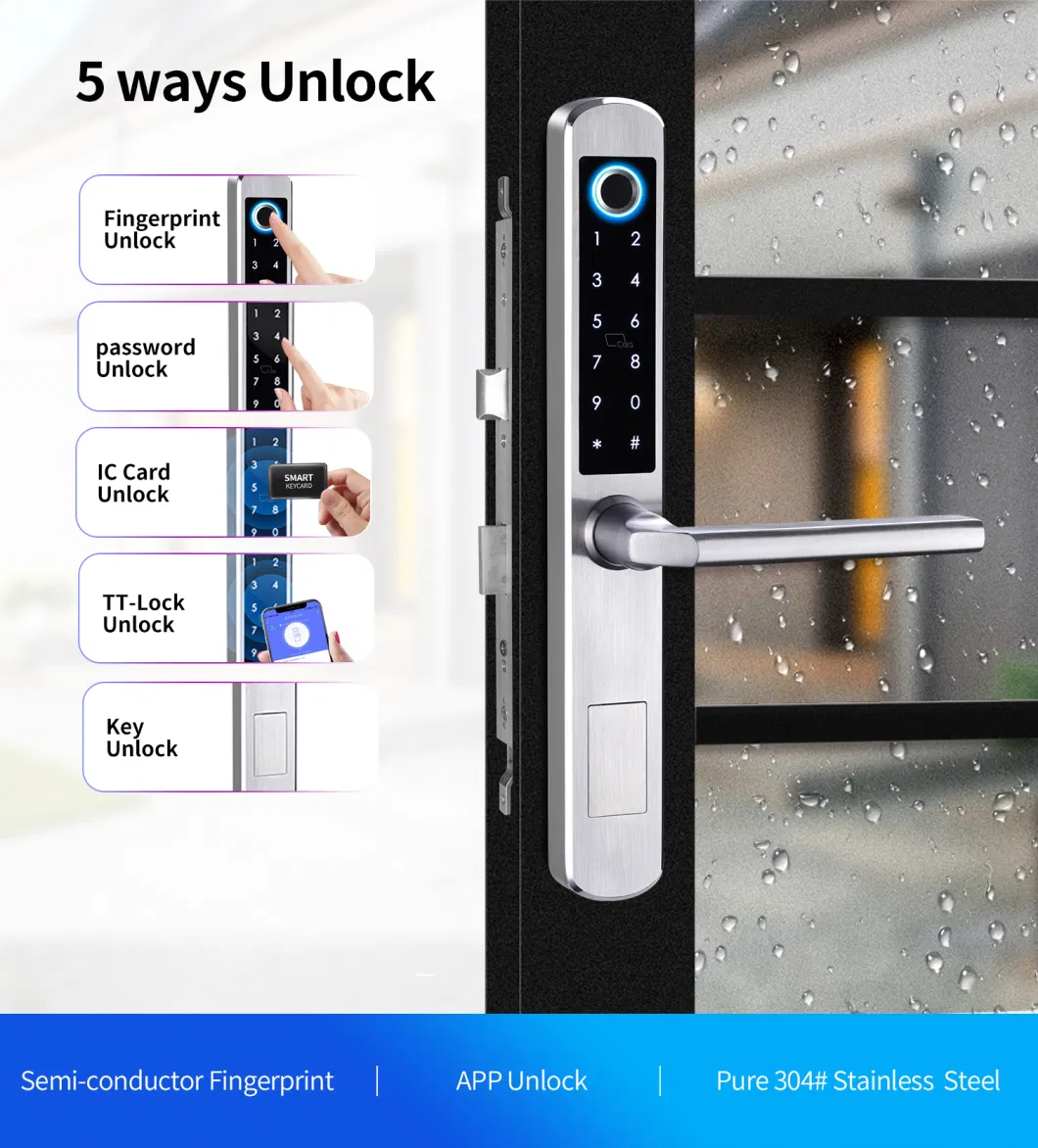 Stainless Steel 304 Fingerprint Password Keyless Entry Smart Lock Tuya APP