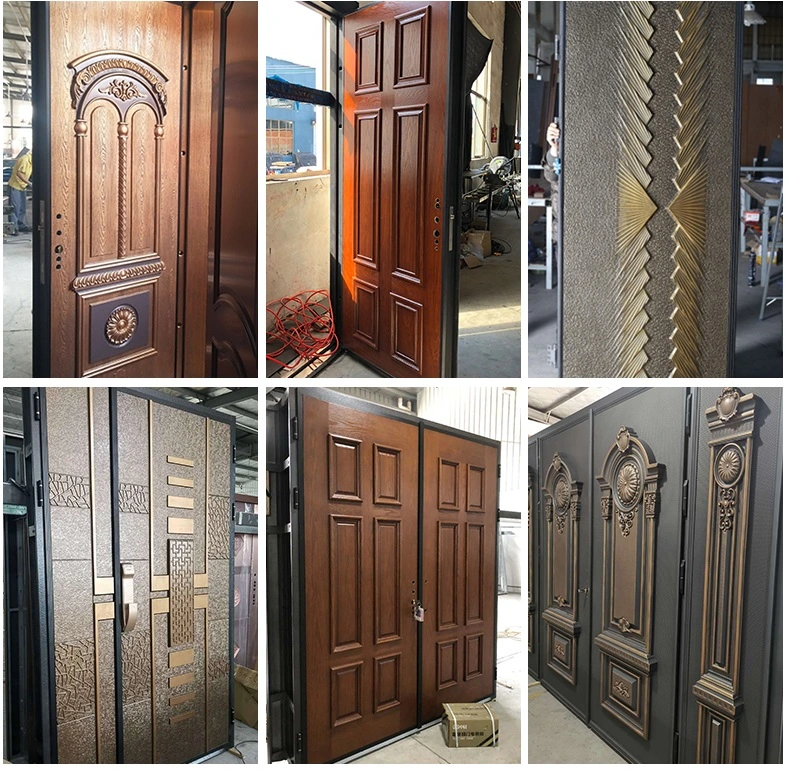 Main Luxury Aluminum Casting Door Designs Double Swing Open Steel Door 2 Leaves