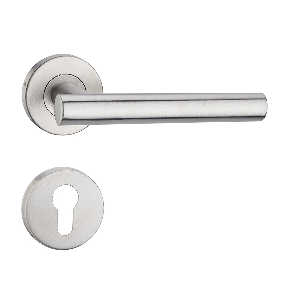 Modern Minimalist Internal Door 304 Stainless Steel Tube Lever Type Door Handles Hotel Office Bathroom Glass Interior Door Handle Door Hardware