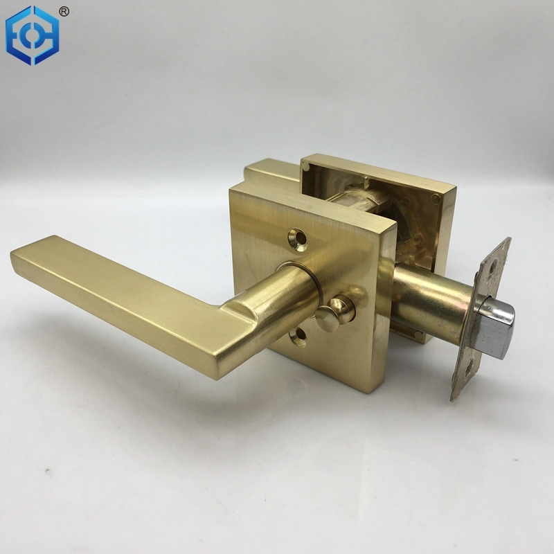 Privacy Door Lever Gold Brushed Brass Door Handle Lever Door Handle with Lock