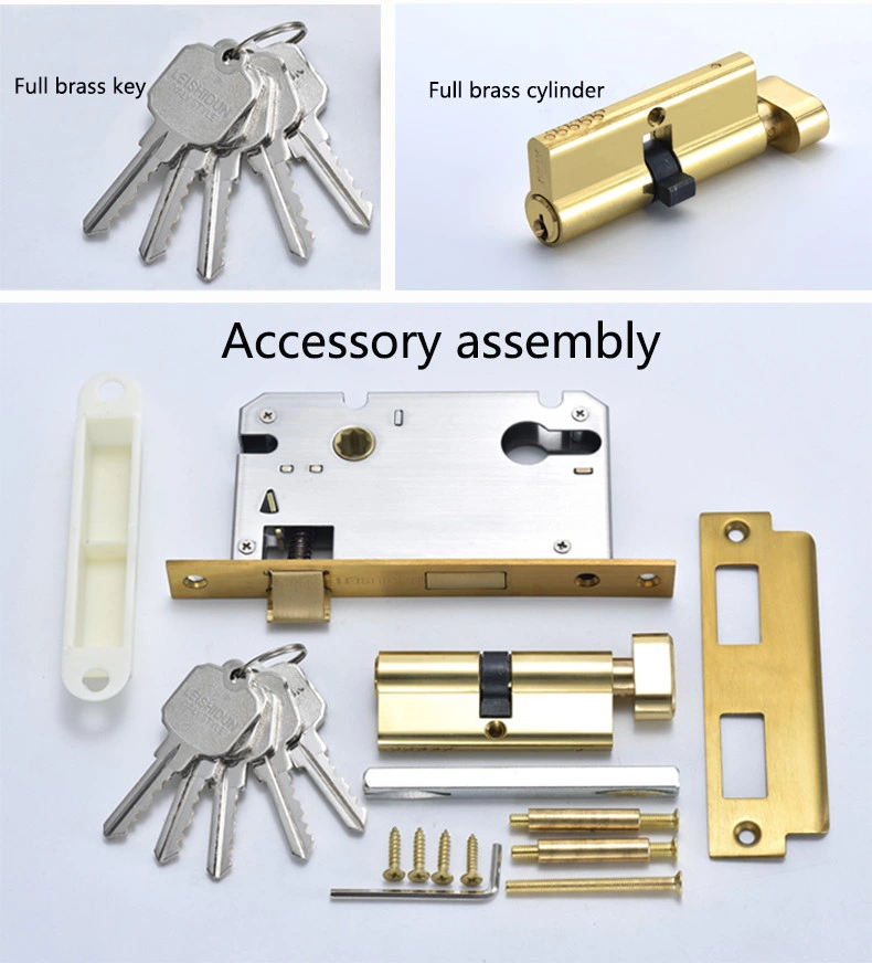 New Design Modern Safety Home Hardware Mortise Door Lock with Brass Lever Door Handle