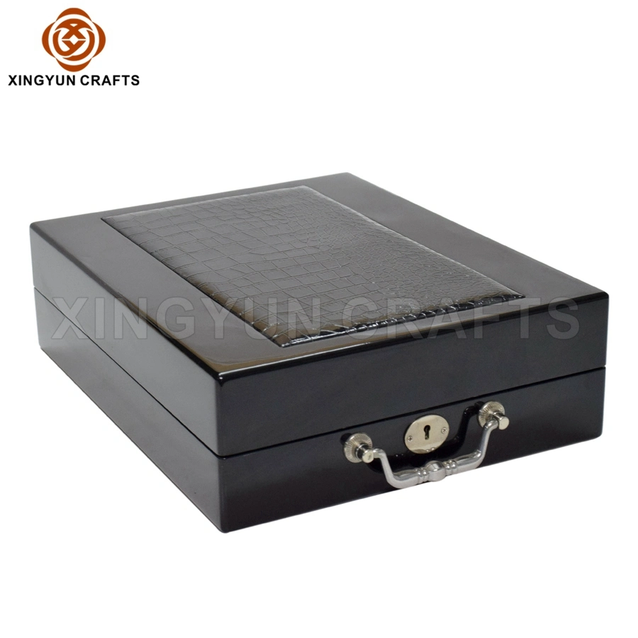 Custom High Quality Double Door Style Box Wooden Jewelry Packaging Gift Box with Golden Lock