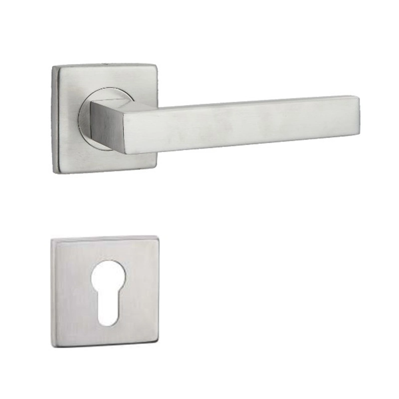 Stainless Steel Fashion Style Lock Lever Door Handle Set with Rosette