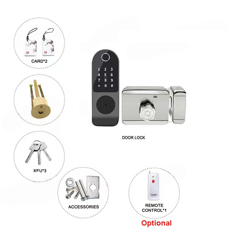 Ttlock Smart Door Lock Outdoor Tuya WiFi Fingerprint Lock Double Side Digital Code IC Card APP Electronic Apartment Gate Lock