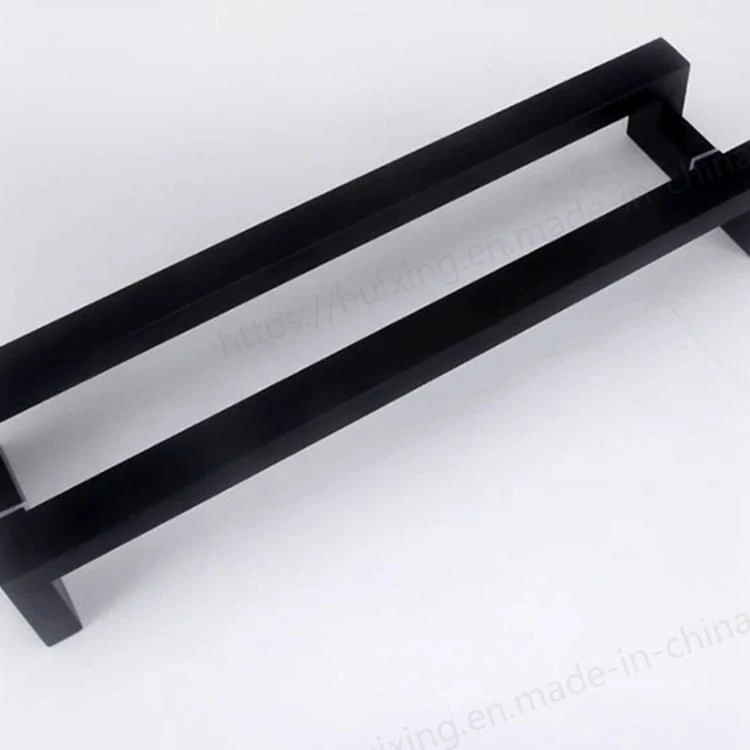 SS304 Black Double Sided Four Bend Offset Glass Door Pull Handles Stainless Steel Main Door Offset Square Pull Handle