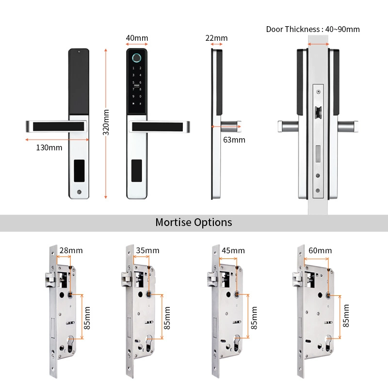 Tuya Hardware Key Fingerprint WiFi Biometric Home Cylinder European Rim Ttlock Bedroom Smart Door Lock