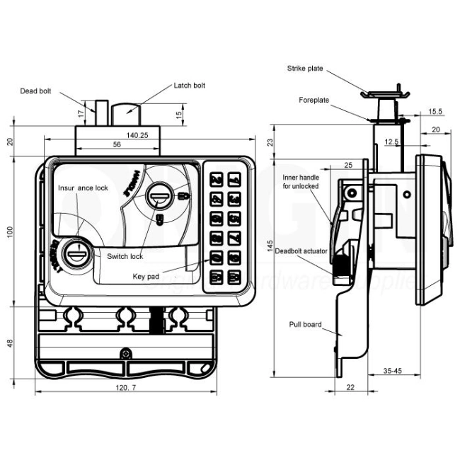 Black Electric Keyless RV Entry Door Lock with Intergrated Keypad Trailer Lock